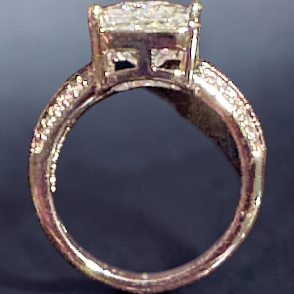 3CT White Moissanite Solitaire Pavé Engagement Ring - Women's Jewelry - Picture 4 of 7